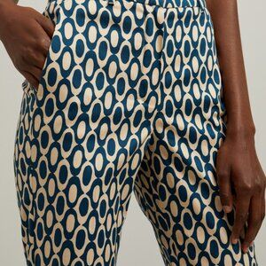 MaxMara Navy and Cream Patterned Trousers